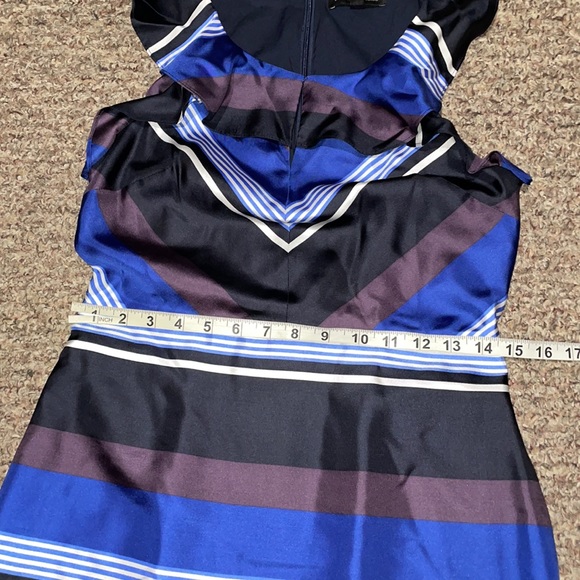 Banana Republic 100% SILK Striped Ruffle Shift Dress size 4P small - Picture 13 of 13